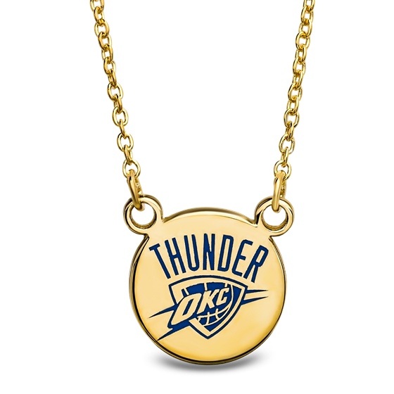 Sterling Silver Gold Plated NBA OKC Thunder Sm Enamel Necklace Sterling Silver Gold Plated NBA OKC Thunder Sm Enamel Necklace